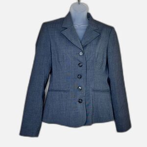 Van Heusen Stretch Women's Blazer Gray Plaid 5 Button Lined Size Small